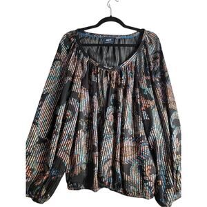 Anthropologie Maeve Madeira Burnout Blouse Top Women's Sz Large Colorful